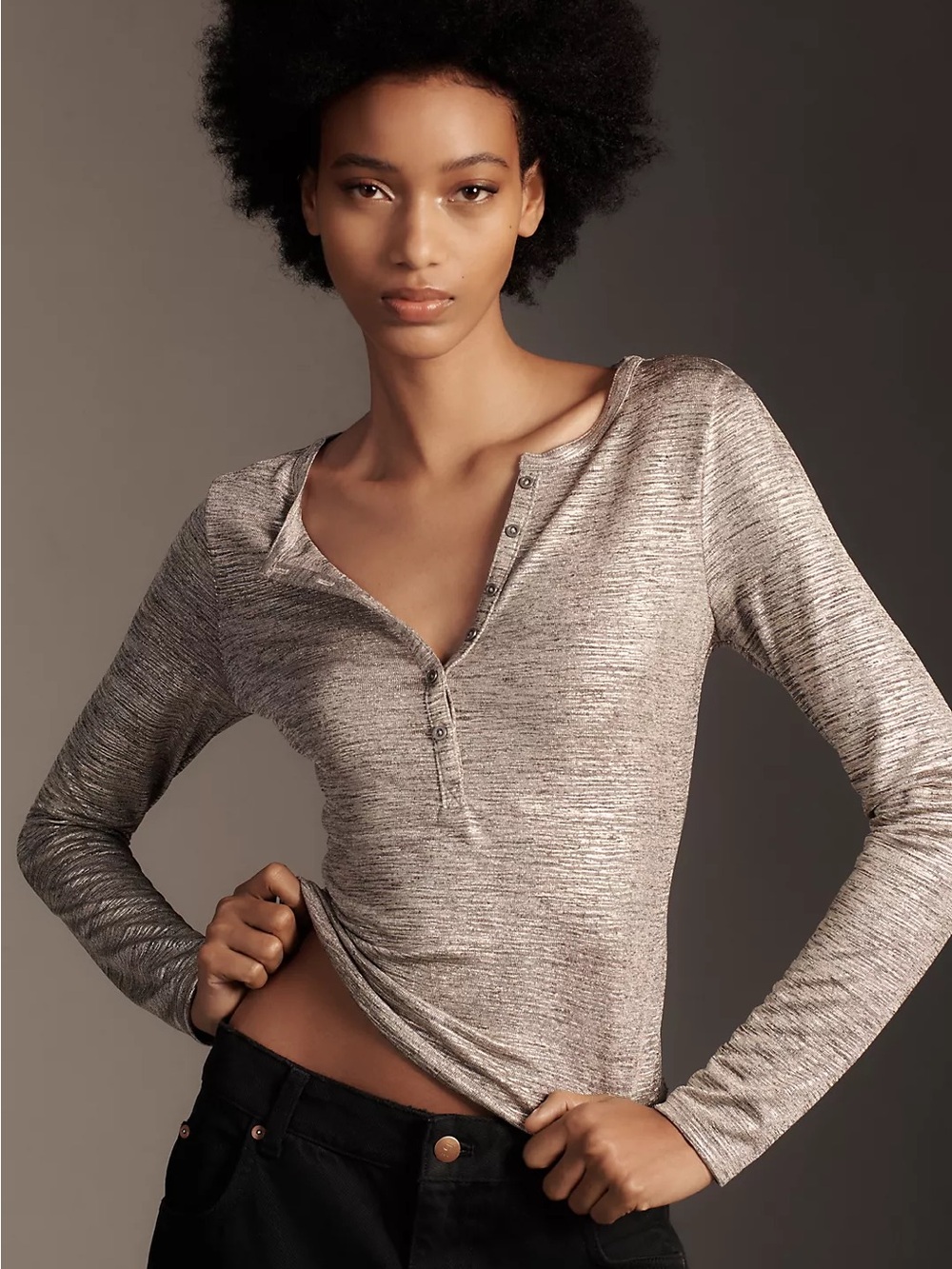 Pilcro Andie Shine Henley Top - Large